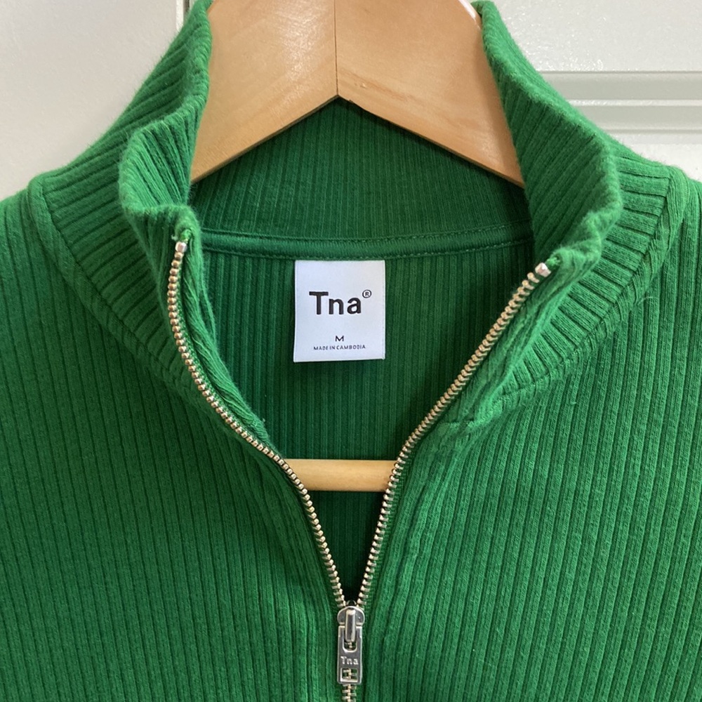 Green Aritzia Longsleeve Zip-Up Shirt